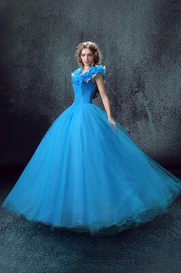 Abito Quinceanera in Pizzo in Tulle con paillette Senza Maniche Lungo in Raso