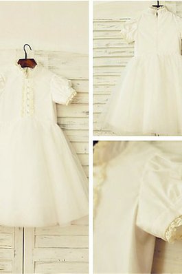 Robe de cortège enfant naturel de princesse avec zip a-ligne textile en tulle