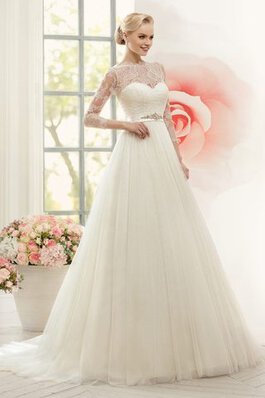 Elegante Vestido de Novia de Manga larga de Escote con abertura