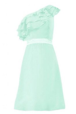 Vestido de Dama de Honor de Corte-A de Corto de Plisado de Un sólo hombro de Cremallera