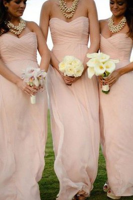 Robe demoiselle d'honneur naturel en chiffon ligne a manche nulle jusqu'au sol