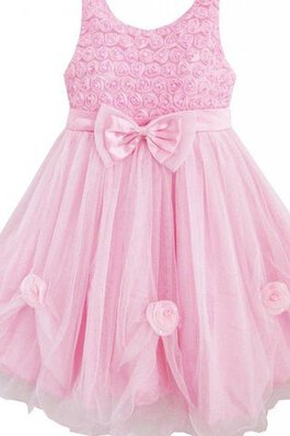 Robe de cortège enfant naturel de lotus a-ligne avec nœud en tulle