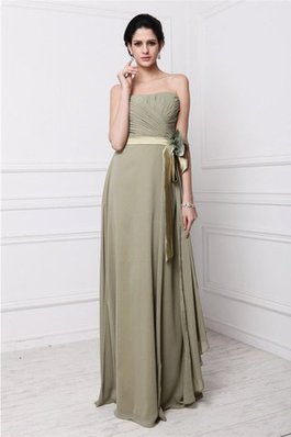 Robe demoiselle d'honneur naturel longue avec fronce de fourreau avec chiffon