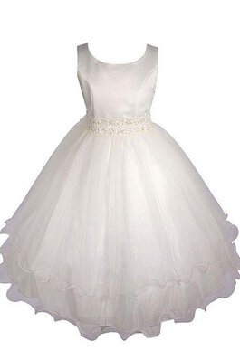 Normale Taille a linie Satin bodenlanges Blumenmädchenkleid mit Bordüre