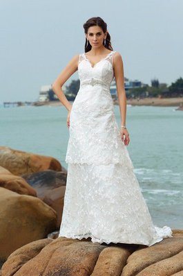 Robe de mariée delicat en plage en satin bandouliere spaghetti manche nulle