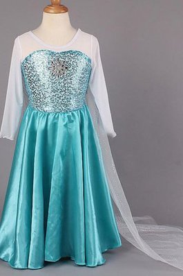 Robe de cortège enfant longue jusqu'au sol ligne a avec manche longue avec perle