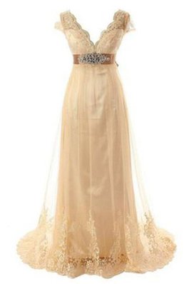 Robe de mariée de princesse longueru au niveau de sol avec manche courte mignonne longue