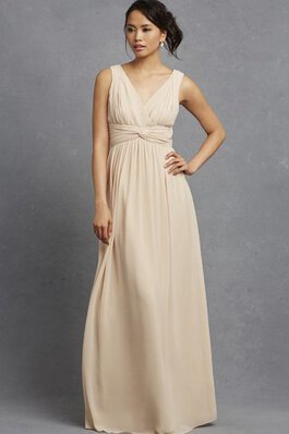 Chiffon Ärmelloses V-Ausschnitt gerüschtes modisches Brautjungfernkleid