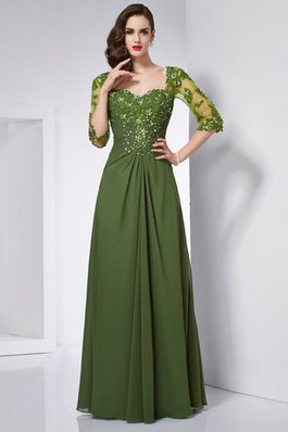 Robe de bal de col en cœur jusqu'au sol en 3/4 manche appliques avec chiffon