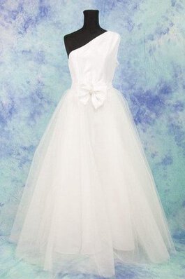 Abito da Sposa Senza Maniche in Tulle con Fiore Elegante con Fiocco Cerniera