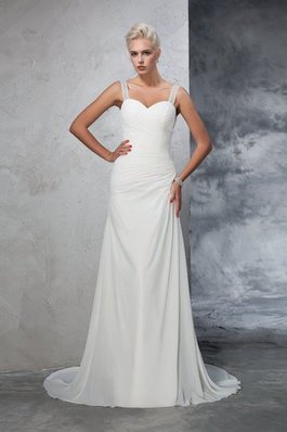 Robe de mariée luxueux ruché avec chiffon bandouliere spaghetti de sirène