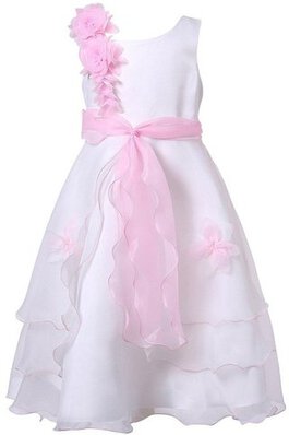 Robe de cortège enfant avec fleurs avec sans manches ligne a avec gradins