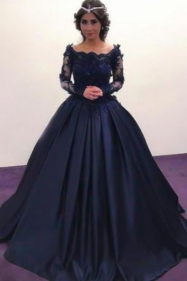 Robe de soirée parfait de mode de bal en satin de traîne courte avec manche longue