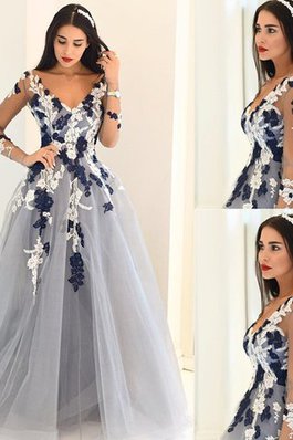 Moderno Vestido de Noche de Corte princesa de Corte-A en Tul de Manga larga