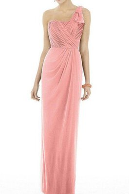 Robe demoiselle d'honneur avec chiffon ruché gaine au drapée d'épaule asymétrique