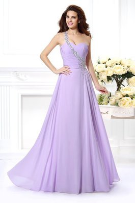 Robe de bal avec perle en chiffon d'épaule asymétrique ligne a de princesse