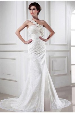 Robe de mariée de traîne mi-longue manche nulle avec zip en satin avec perle