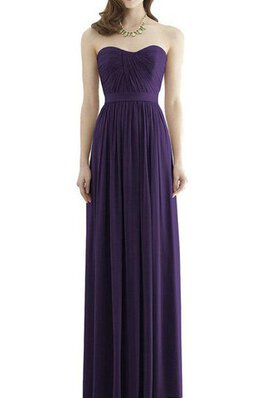 Abito da Damigella A Terra Lungo senza spalline Semplice in Chiffon con Increspato