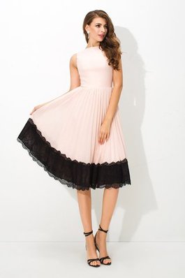 Robe de cocktail formelle de princesse en chiffon longueur mollet manche nulle