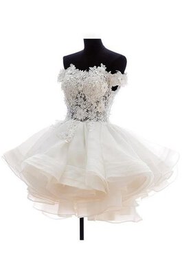 Robe de mariée informel en organza d'epaule ajourée boutonné avec perle