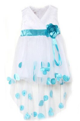 Tüll Empire Taille A-Line Blumenmädchenkleid mit gekappten Ärmeln mit kreuz