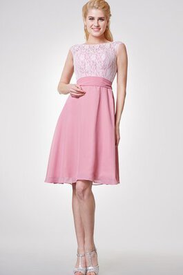 Robe demoiselle d'honneur plissé a-ligne avec manche courte en chiffon ceinture en étoffe