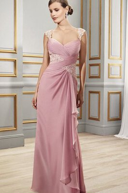 Chiffon Queen neckline drapiertes Elegantes Ballkleid mit Reißverschluss mit Perlen