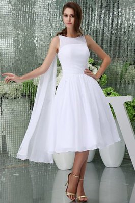 Robe de mariée humble a plage manche nulle col ras du cou avec chiffon