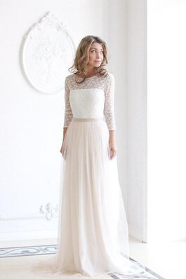 Abito da Sposa A-Line Pomposo Moderno in pizzo Tondo in Tulle