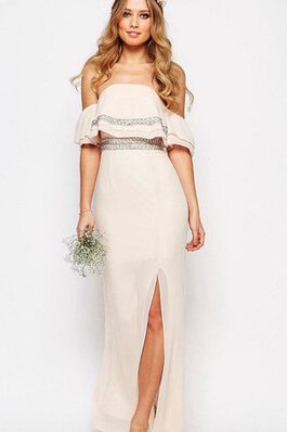 Ärmellos Modern sexy bodenlanges Brautjungfernkleid mit vorne Schlitz mit Reißverschluss