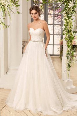 Abito da Sposa Senza Maniche con Applique in Tulle Vintage a riva A Terra