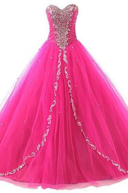 Abito Quinceanera in pizzo Lungo Naturale Allacciato Cuore in Tulle