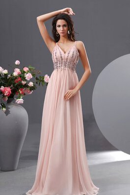 A linie Chiffon Empire Taille V-Ausschnitt Abendkleid mit Spaghettiträger