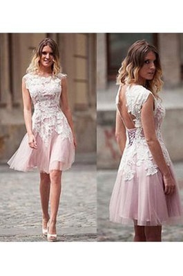 Abito da Cocktail Principessa con Applique in Tulle Mini Tondo