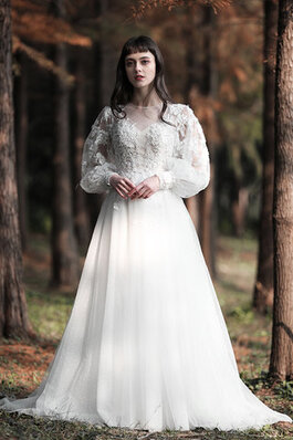 Robe de mariée ligne a avec perle fermeutre eclair fabuleux naturel