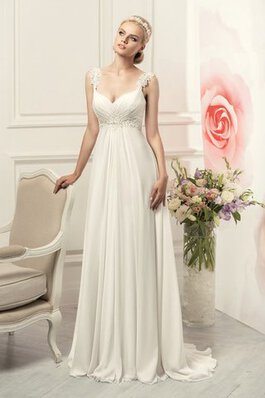 Robe de mariée simple avec sans manches de traîne courte avec chiffon a plage