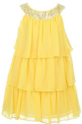 Vestido de Floristas de Volantes Adorno de con Lentejuelas de Volante de Sin mangas