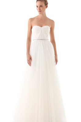 Abito da Sposa con Fusciacca A-Line Lungo Naturale Schiena Nuda Cuore