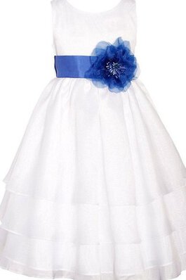 Robe de cortège enfant encolure ronde ligne a manche nulle avec fleurs en tulle