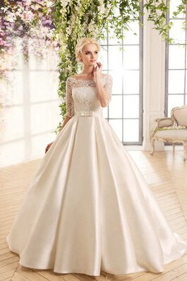 Robe de mariée poches de traîne moyenne fermeutre eclair en satin de mode de bal