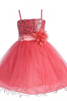 Robe de cortège enfant avec zip a-ligne avec fleurs en tulle manche nulle