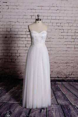 Vestido de Novia de Escote Corazón de Natural de Encaje Adorno de Hasta el suelo