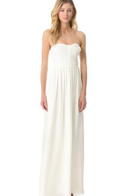 Robe de mariée naturel manche nulle de bustier de fourreau a plage