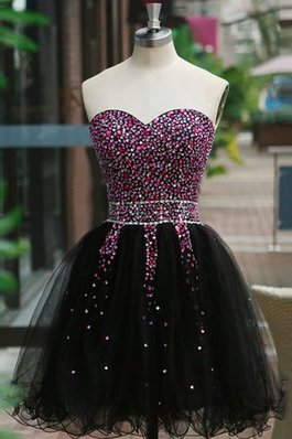 Tüll Verlockend Prinzessin Ärmelloses Abiballkleid mit Natürlicher Taille