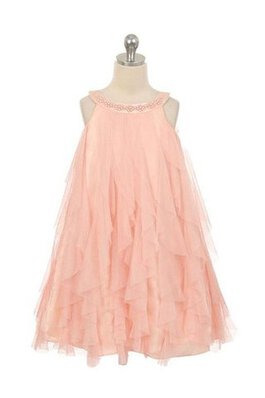 Robe de cortège enfant plissage a-ligne textile en tulle manche nulle de lotus