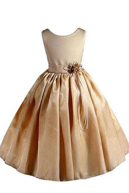 A-Line Ärmellos knöchellanges bodenlanges Blumenmädchenkleid mit Blume