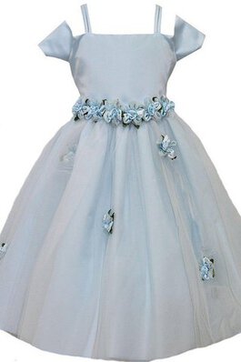 Robe de cortège enfant ligne a fermeutre eclair avec sans manches avec fleurs textile en tulle