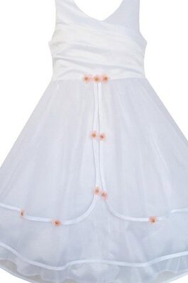 Robe de cortège enfant plissage ligne a avec fleurs de tour de ceinture empire en tulle