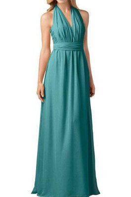 Chiffon gerüschtes A-Line bodenlanges Brautjungfernkleid mit Reißverschluss
