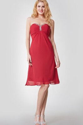 Perlenbesetztes a linie Herz-Ausschnitt gerüschtes luxus mini Brautjungfernkleid